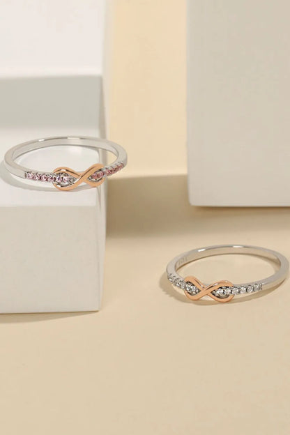 925 Sterling Silver Inlaid Zircon Infinity Symbol Ring - VAleG