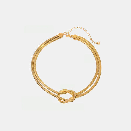 Double Layered Knot Herringbone Choker Necklace - VAleG