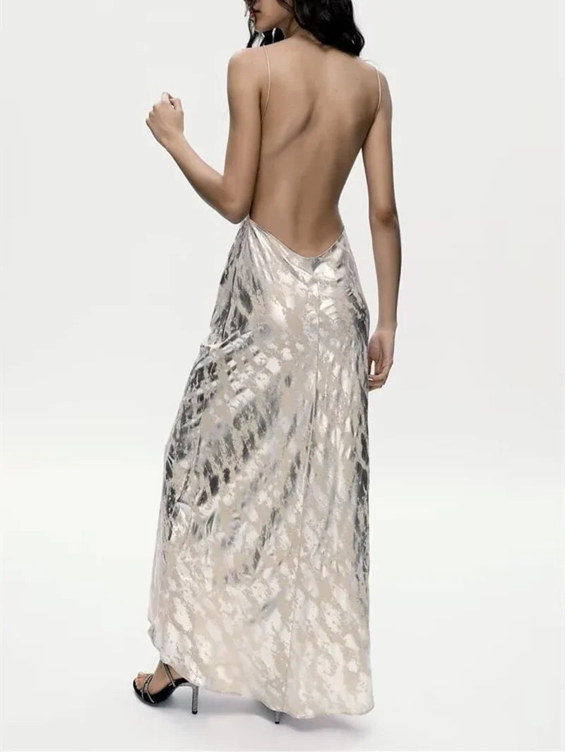 Women's Metal Foil Printed Underwear Dress - VAleG