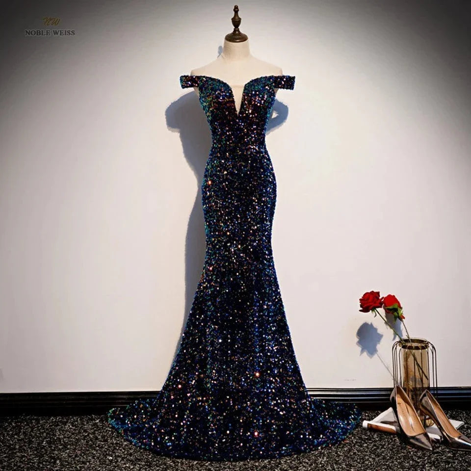Banquet Long Temperament Fishtail Sequins Dignified Atmosphere Trailing Skirt - VAleG