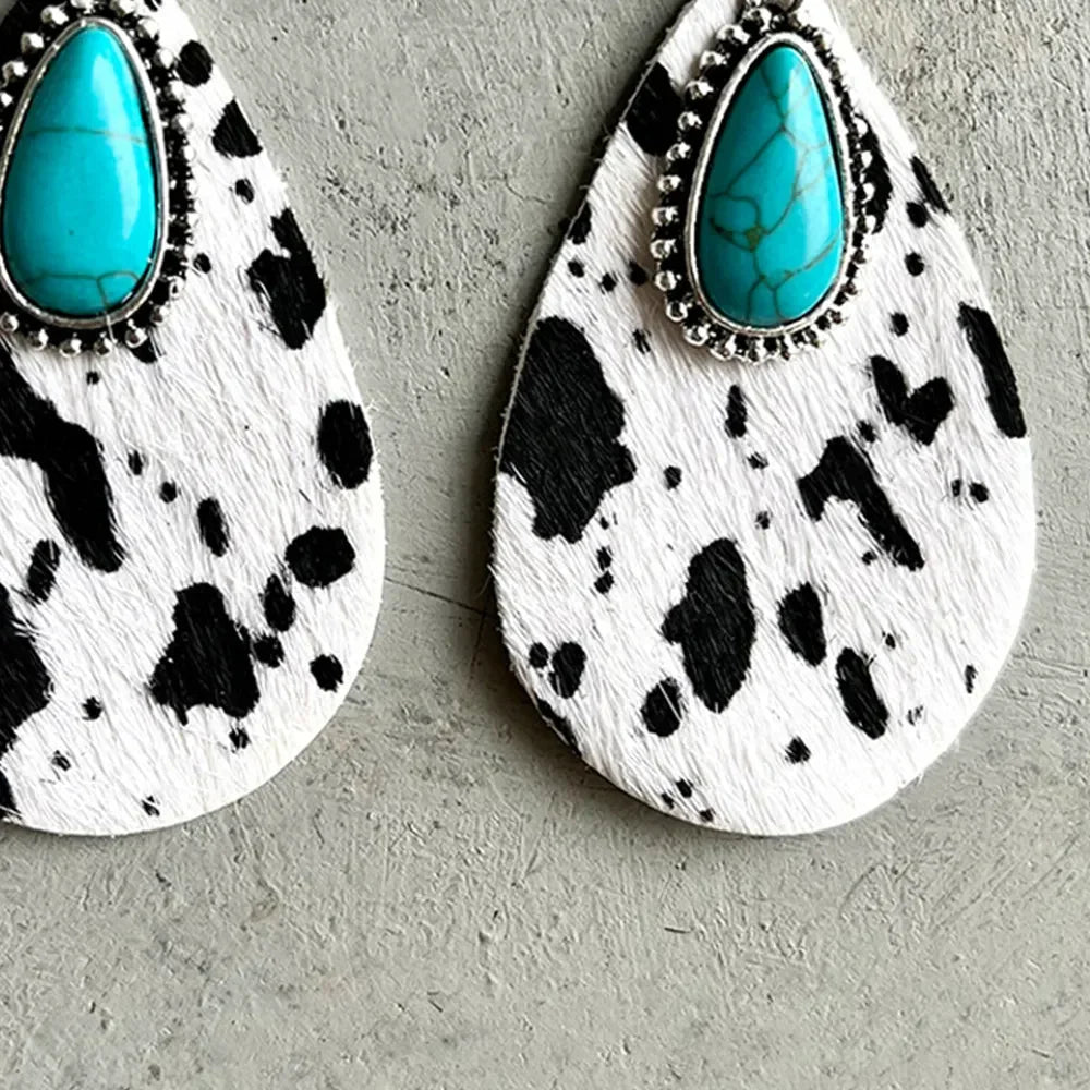 Artificial Turquoise Teardrop Earrings - VAleG