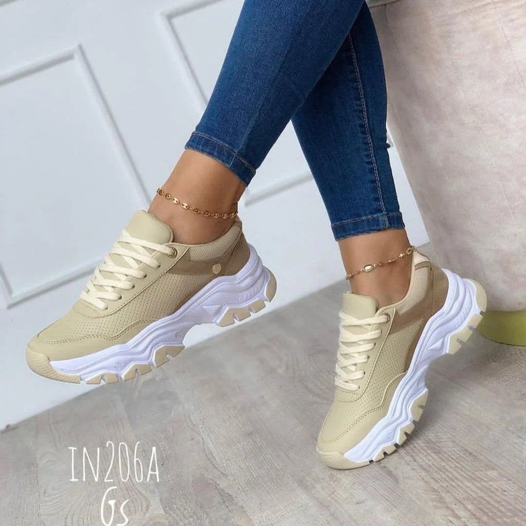 Women's Platform Pure Color Tied Shoes - VAleG