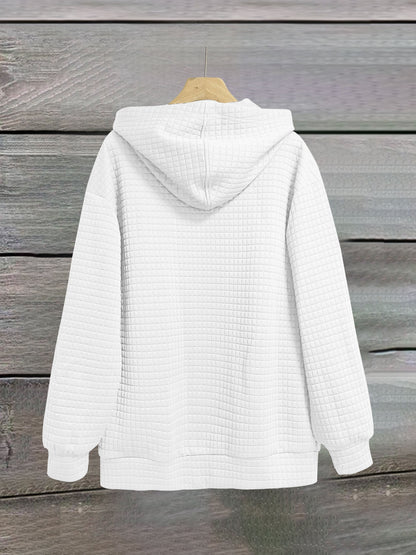 Letter Print Zipper Dual Pockets Hoodie - VAleG