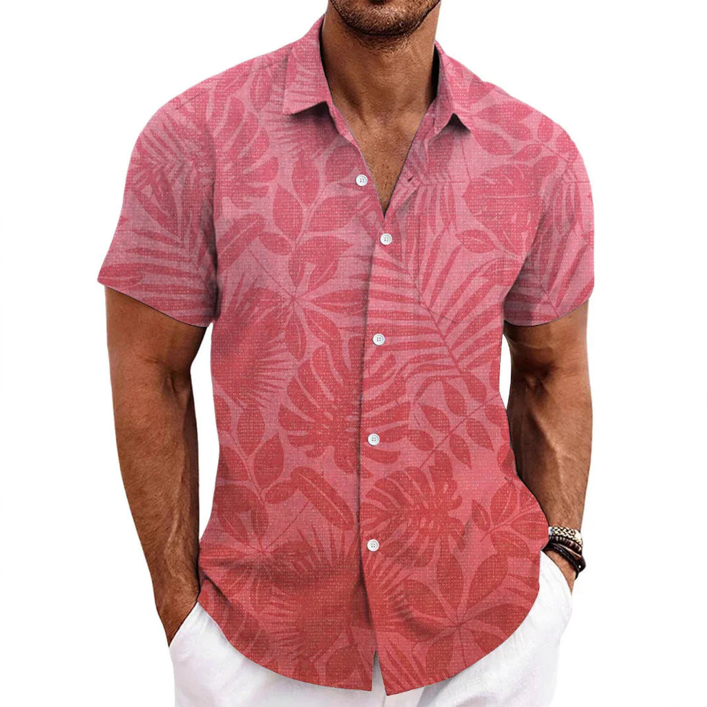 Solid Color Short Sleeve Cardigan Beach Shirt - VAleG