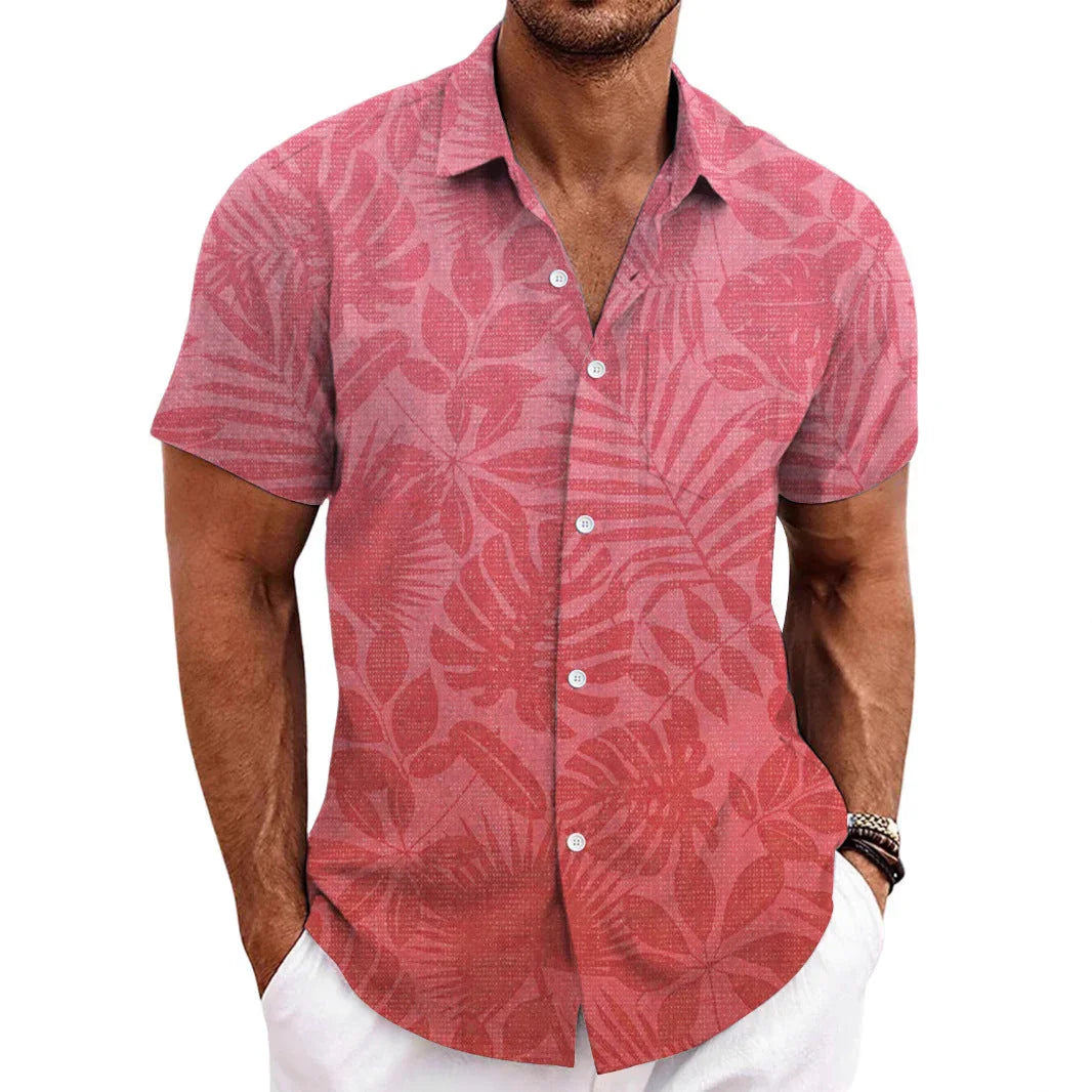 Solid Color Short Sleeve Cardigan Beach Shirt - VAleG