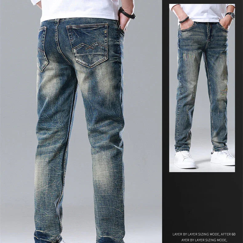 Men's Straight Slim Cotton Vintage Jeans - VAleG