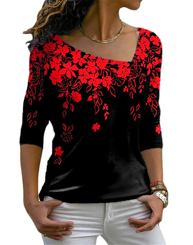Fashion Women's Long-sleeved V-neck Top Bottoming Shirt - VAleG