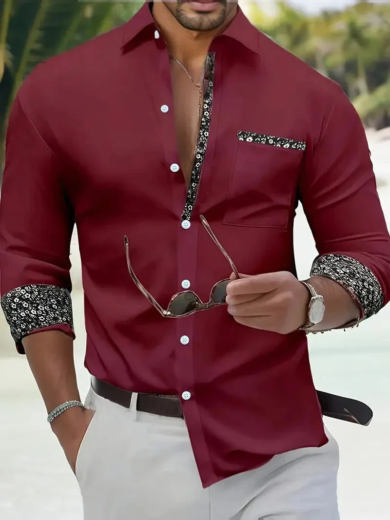 Fashion Loose Breathable Pocket Men's Long Sleeve Shirt - VAleG
