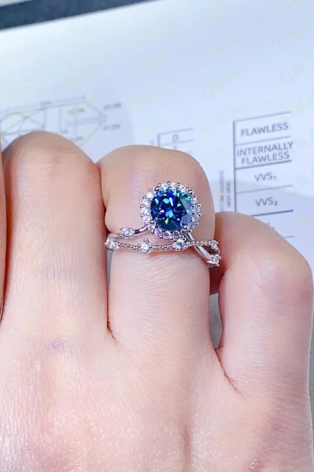 1 Carat Moissanite 925 Sterling Silver Ring - VAleG