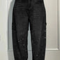 Ins Shiny Straight Jeans With Pockets Fashion Loose Wide-leg Pants For Women Street-style Trousers VAleG