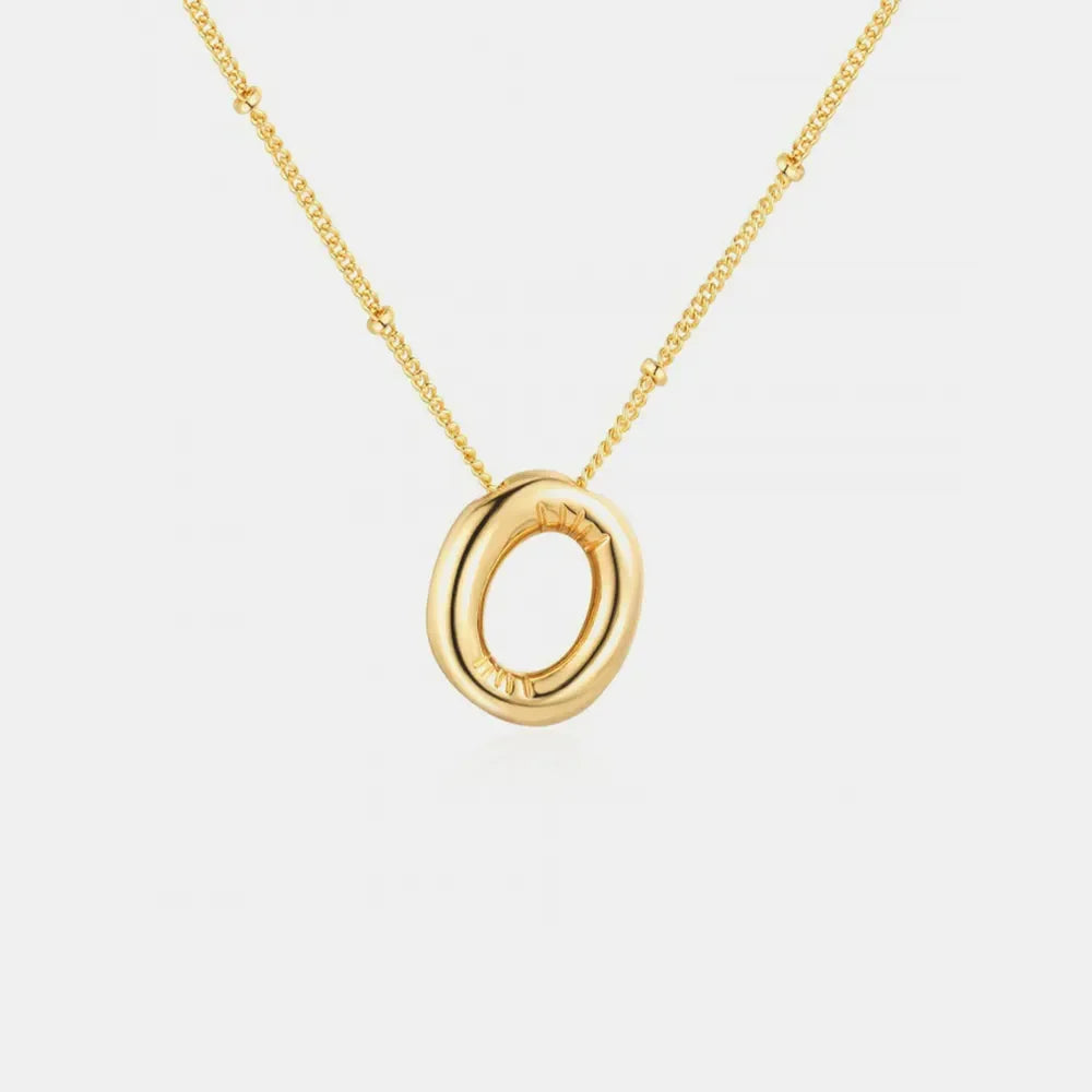 Gold-Plated Bubble Initial Necklace - VAleG