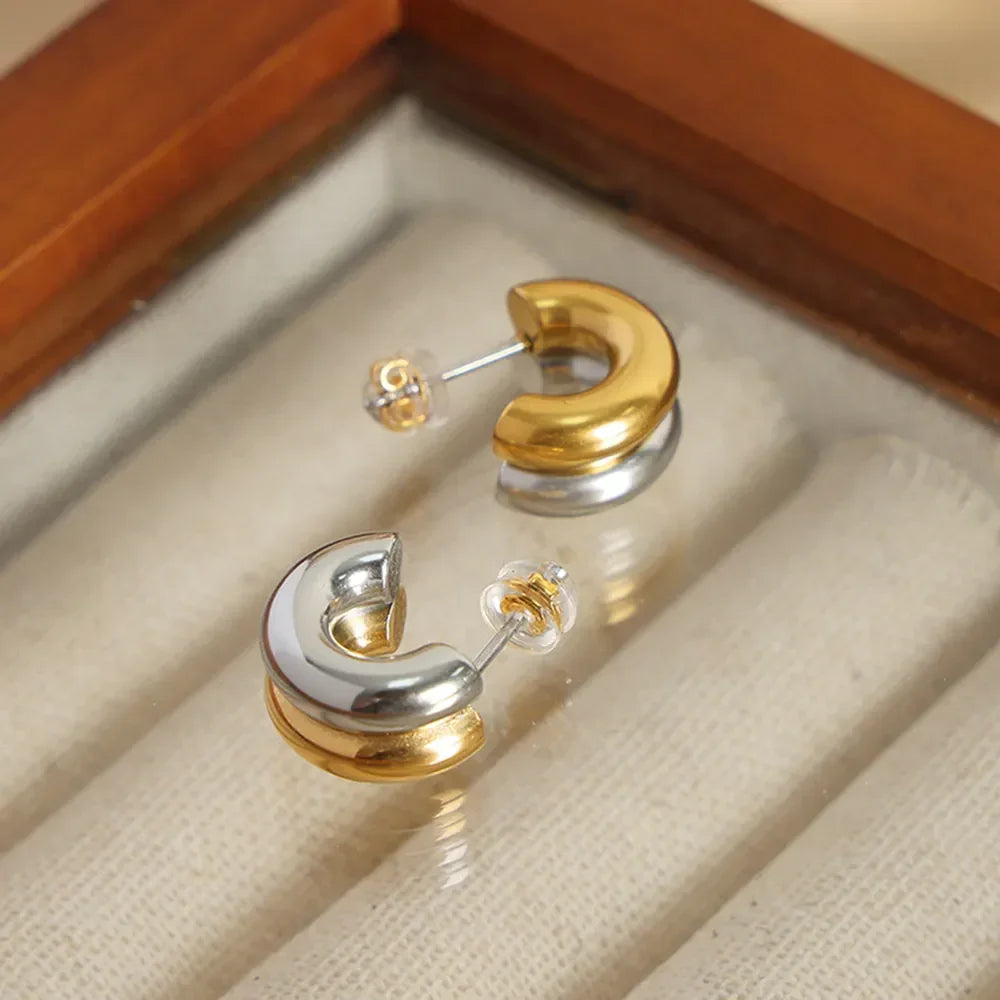 18K Gold-Plated C-Hoop Earrings - VAleG
