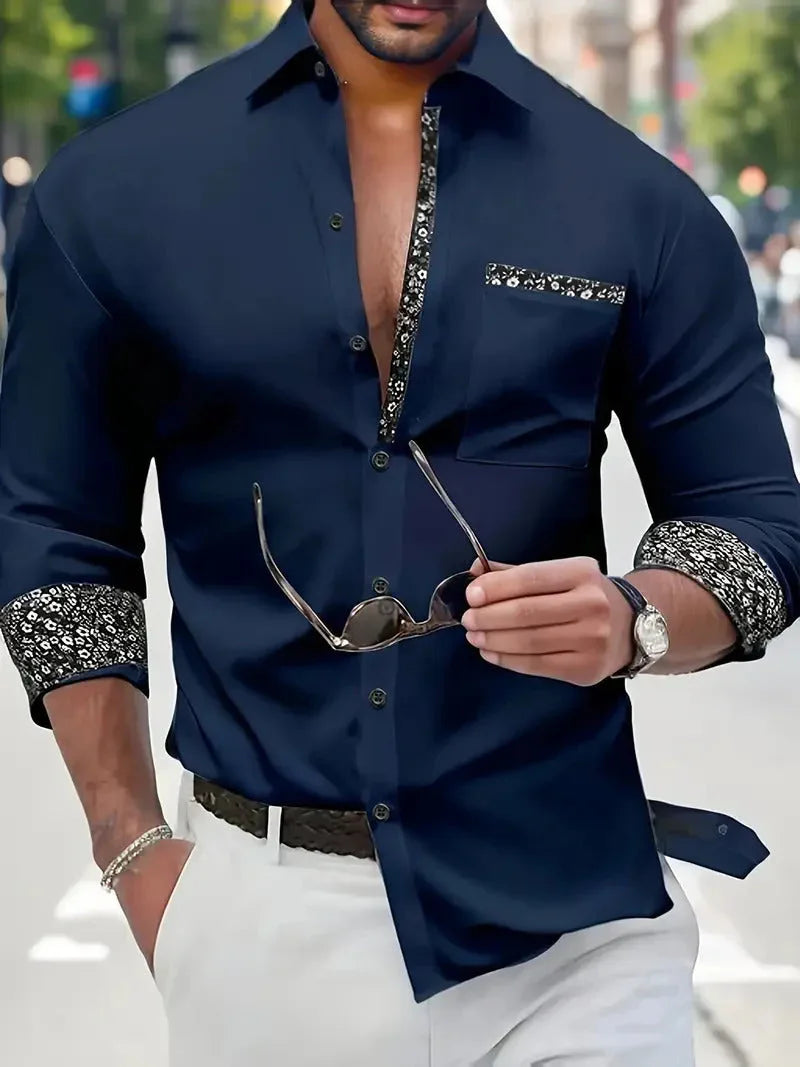 Fashion Loose Breathable Pocket Men's Long Sleeve Shirt - VAleG