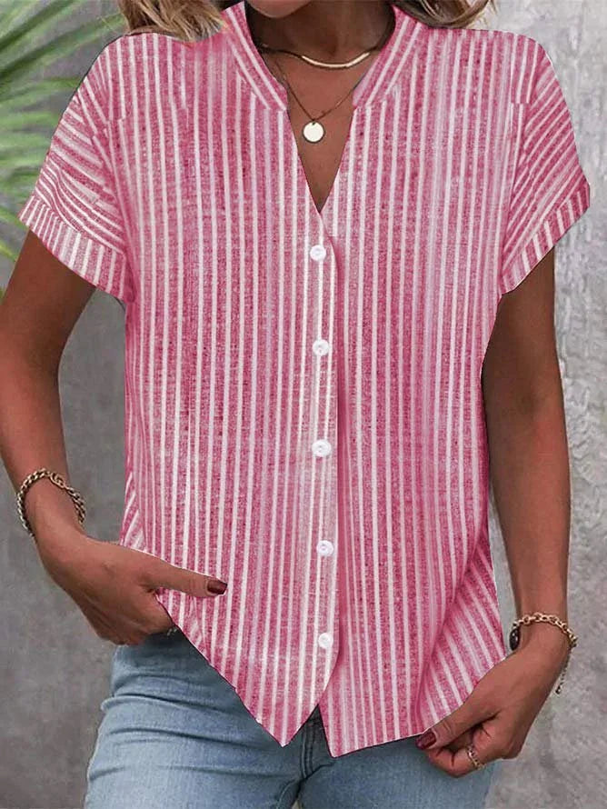 European And American New Short-sleeved Shirt Navy Style Striped Casual T-shirt - VAleG