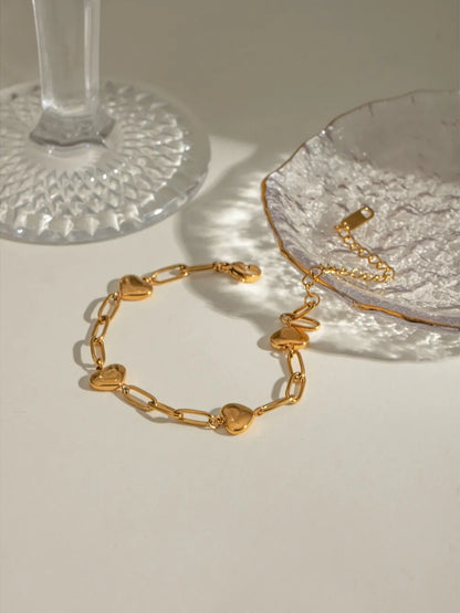 18K Gold-Plated Stainless Steel Heart Bracelet - VAleG