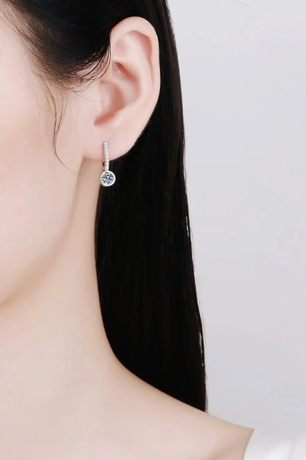 1 Carat Moissanite Rhodium-Plated Drop Earrings - VAleG