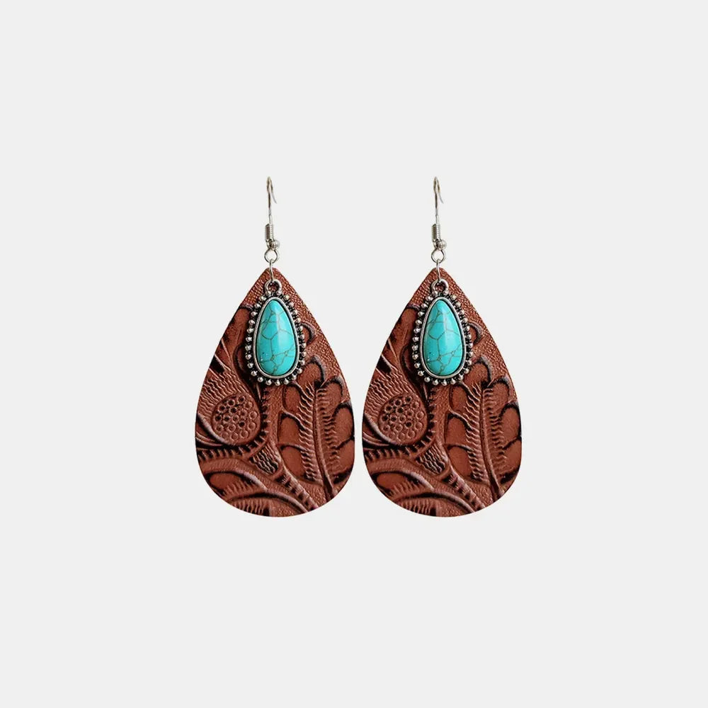 Artificial Turquoise Teardrop Earrings - VAleG