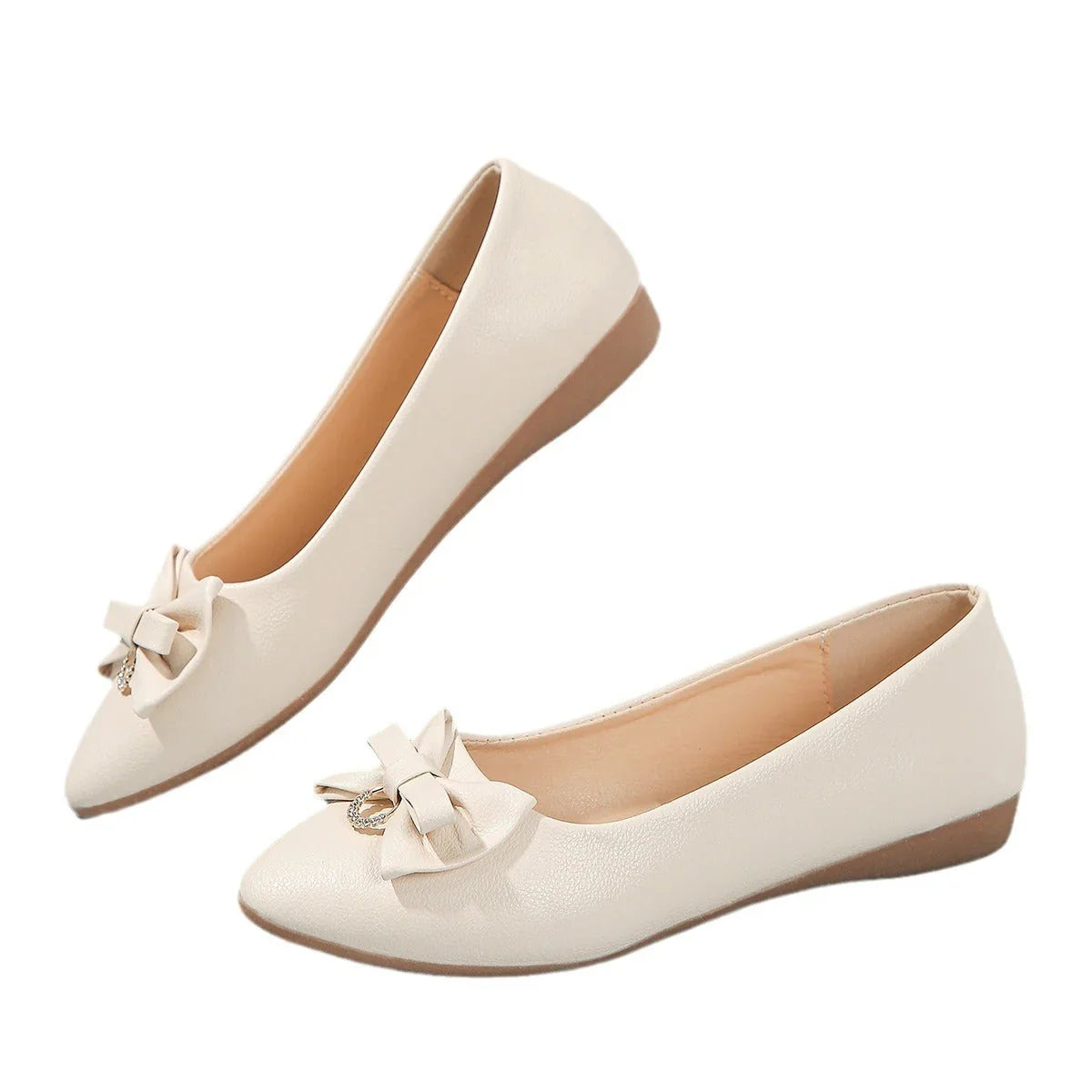 Flat Casual Plus Size Women's Shallow Mouth Bowknot Shoes - VAleG