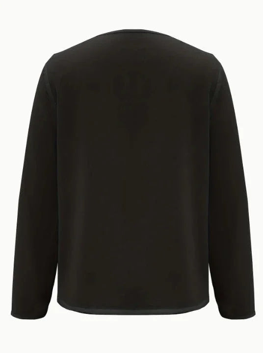 Solid V-Neck Blouse Long Sleeve - VAleG