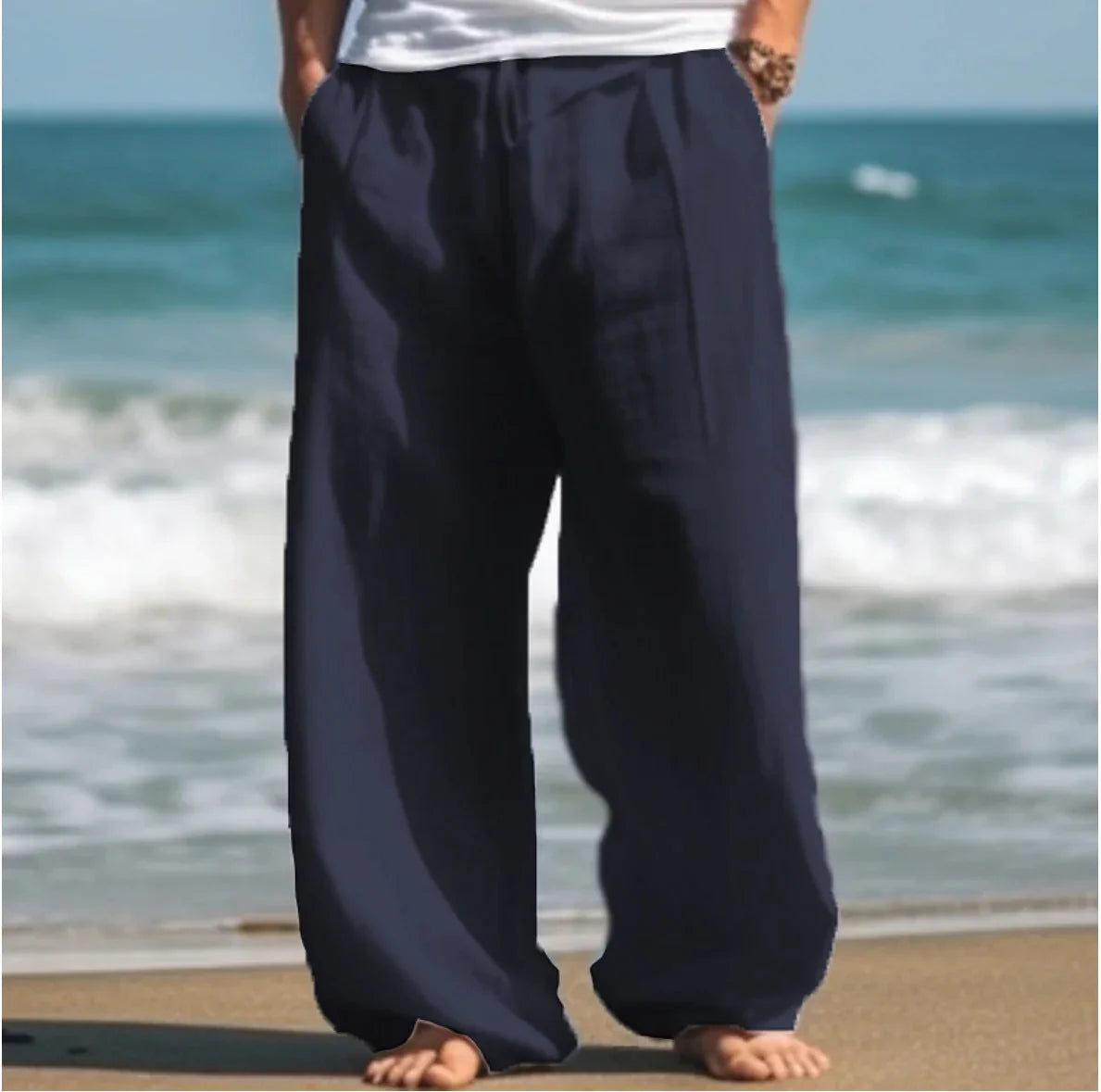 Outdoor Casual Pants Beach Solid Color Straight - VAleG