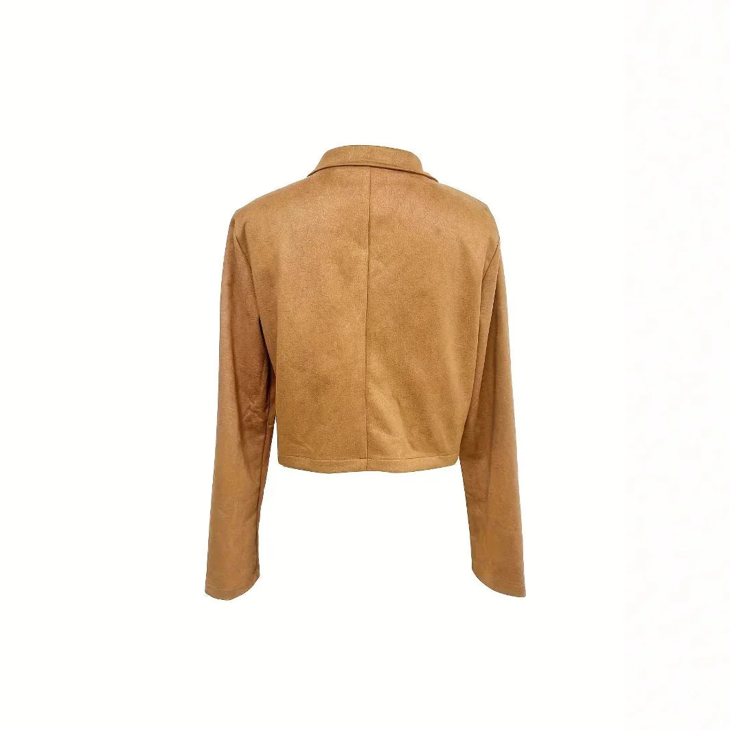 Women's Fashionable Suit Collar Long Sleeved Western Style Short Tassel Jacket - VAleG