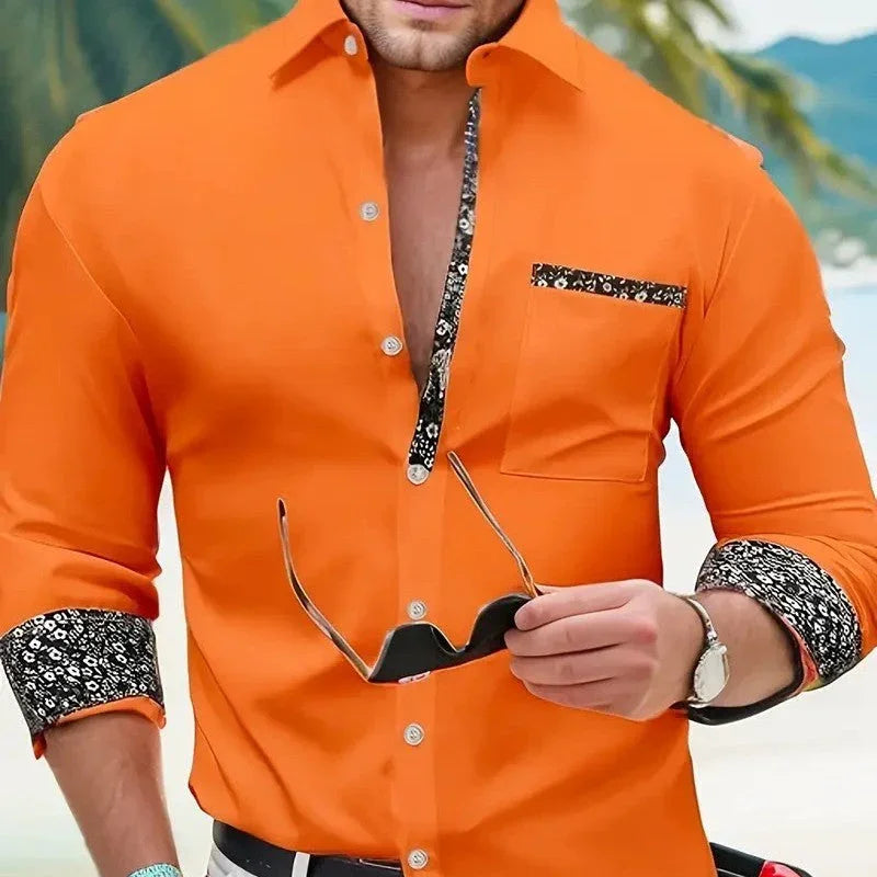 Fashion Loose Breathable Pocket Men's Long Sleeve Shirt - VAleG