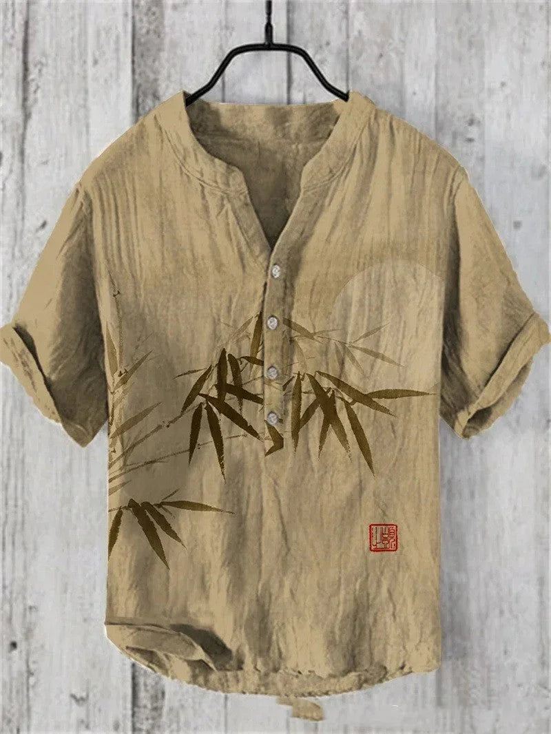 Summer Men's Shirts National Trendy Style Three Breasted - VAleG