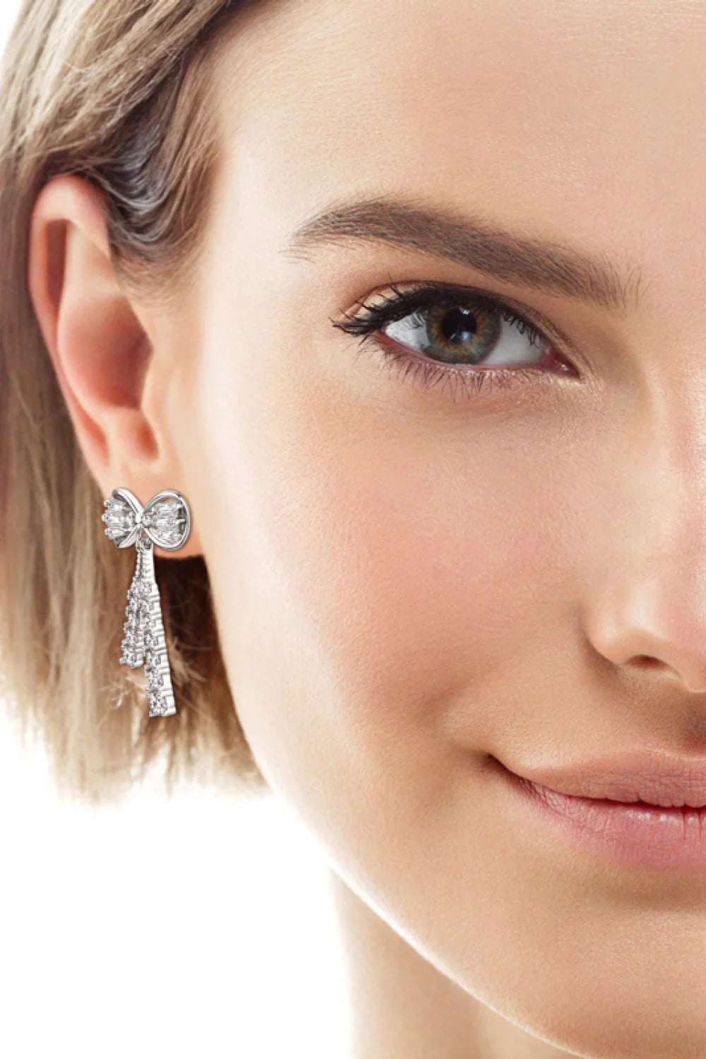 1.12 Carat Moissanite 925 Sterling Silver Bow Earrings - VAleG