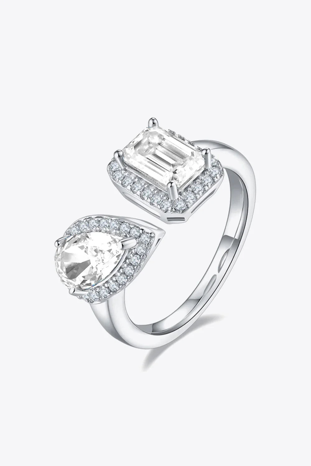 1 Carat Moissanite 925 Sterling Silver Open Ring - VAleG