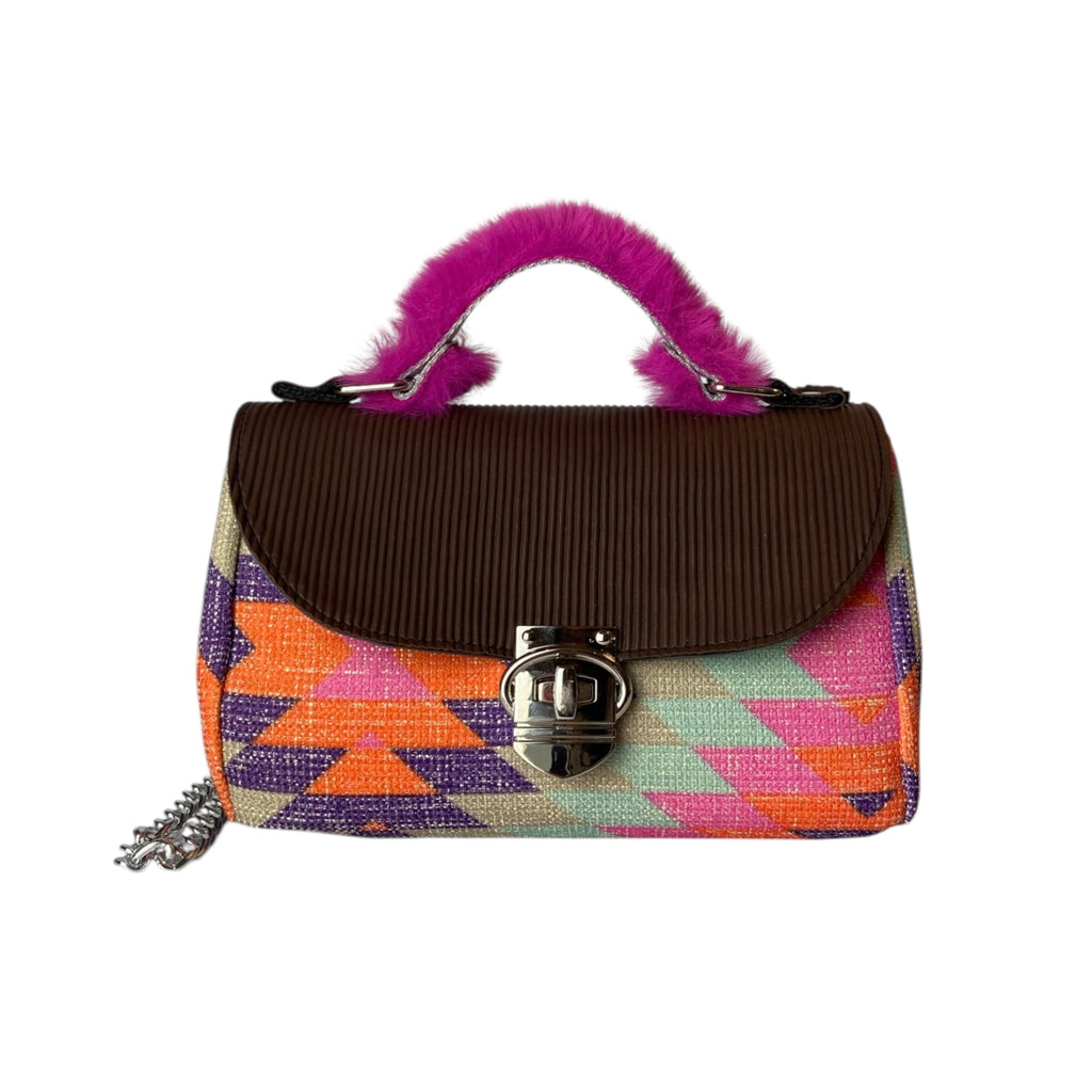 Mini Miura Fantasia Multicolor & Marrone - Borsa Tracolla Pelle Made in Italy