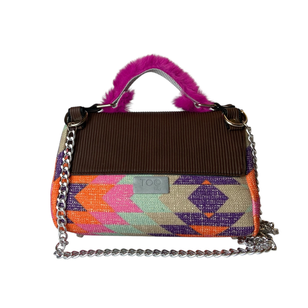 Mini Miura Fantasia Multicolor & Marrone - Borsa Tracolla Pelle Made in Italy