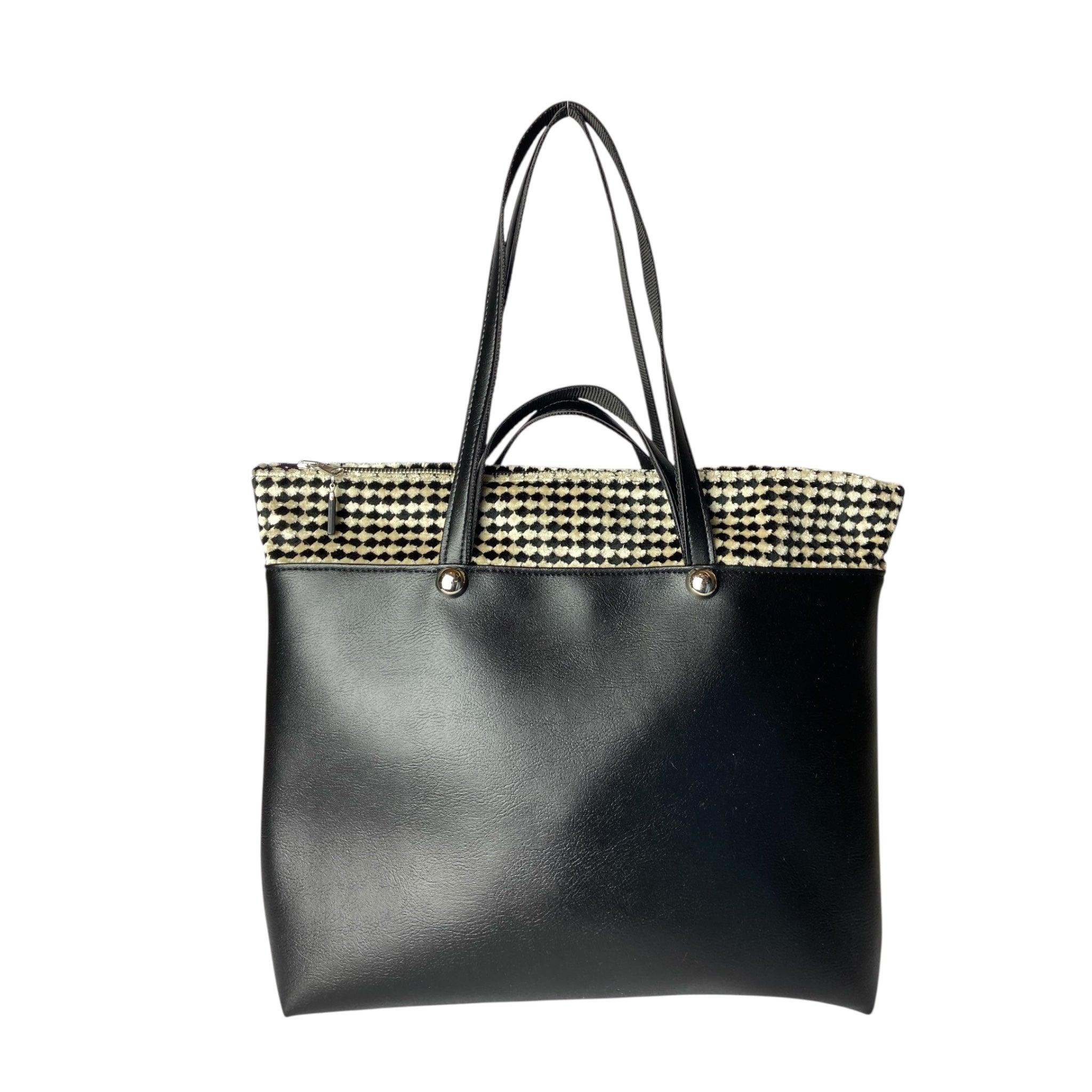 Shopper Black & Pied de Poule TOOitaly - Borsa Donna Pelle Italiana a Mano e Spalla