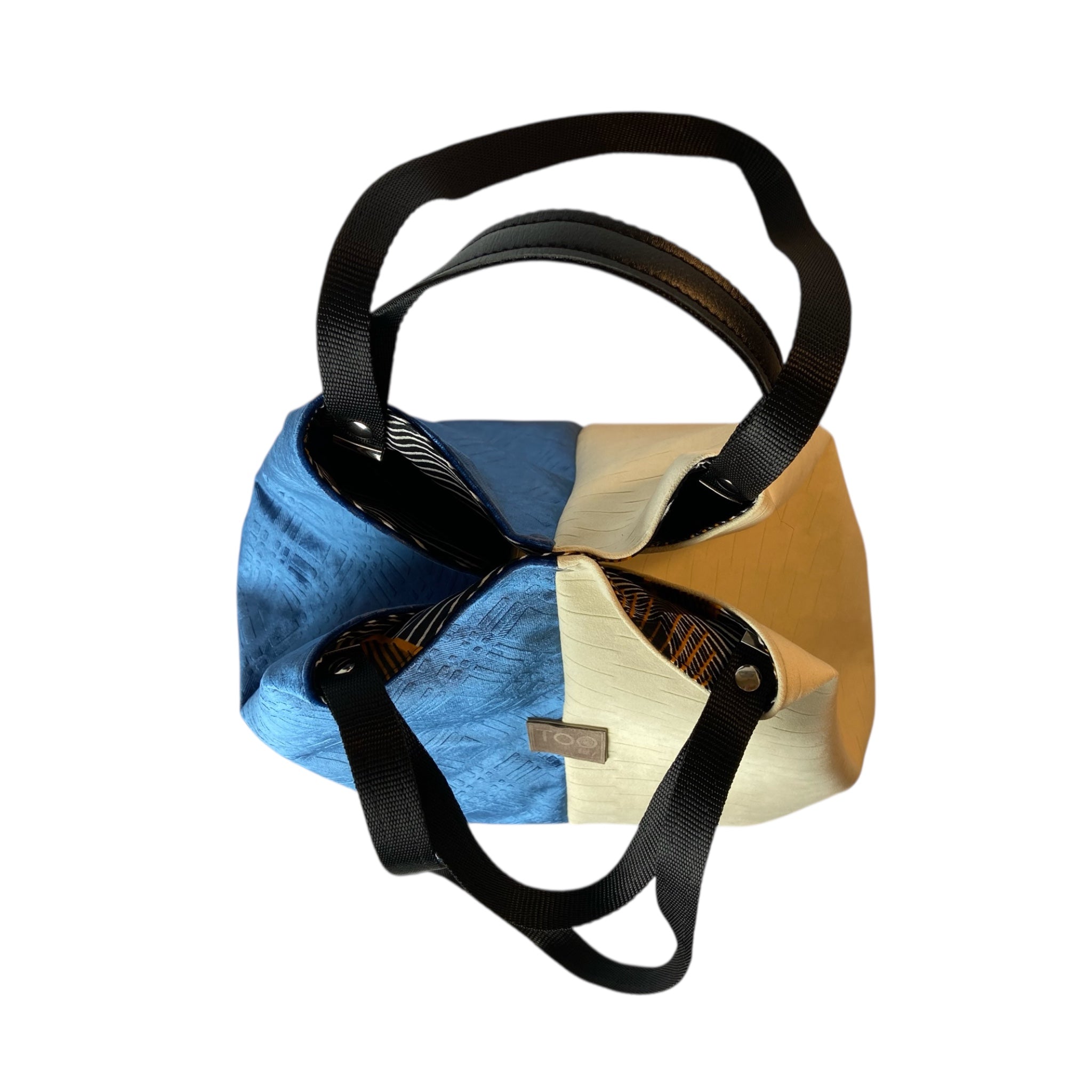 Tote Blue & Cream TOOitaly - Borsa Donna Pelle Italiana a Mano e Spalla