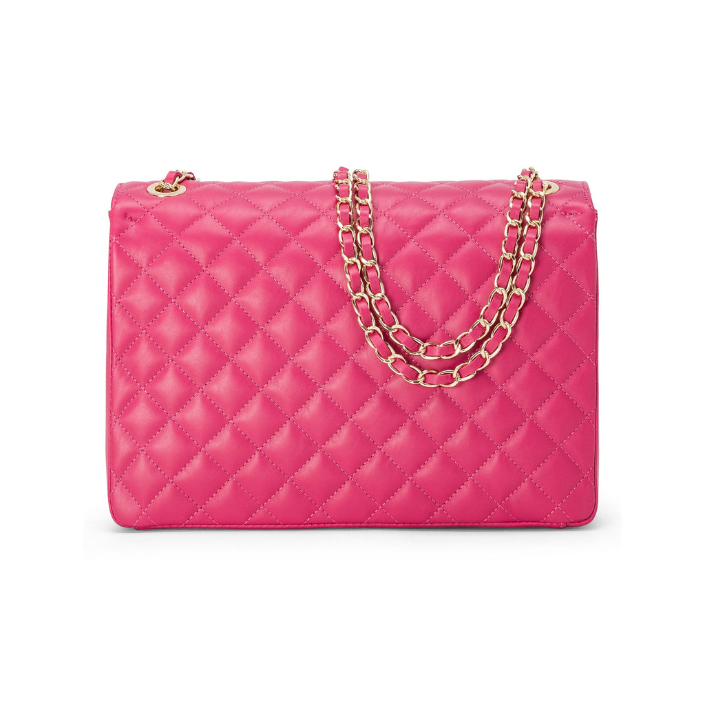 Borsa Donna a Spalla Fucsia, in Vera Pelle, Made In Italy, Vivienne