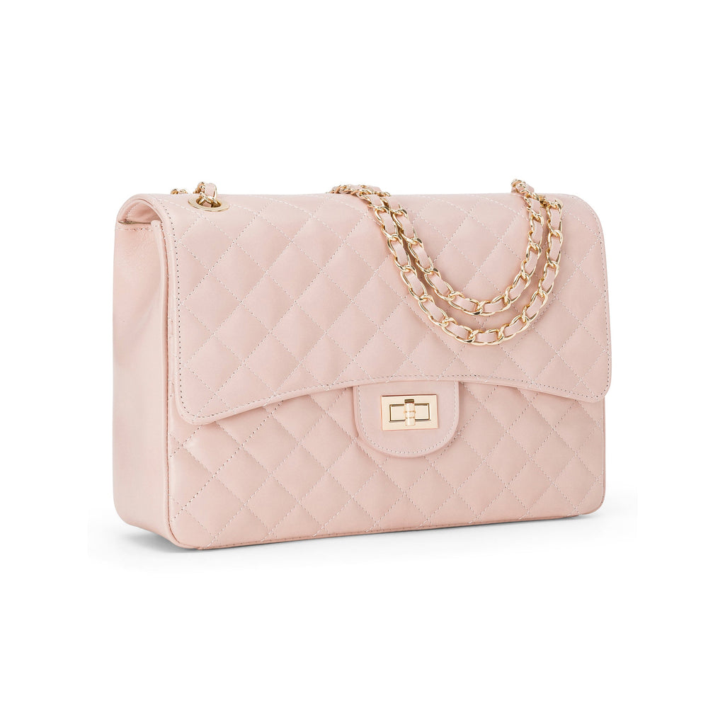 Borsa Donna a Spalla Rosa Cipria, in Vera Pelle, Made In Italy, Vivienne