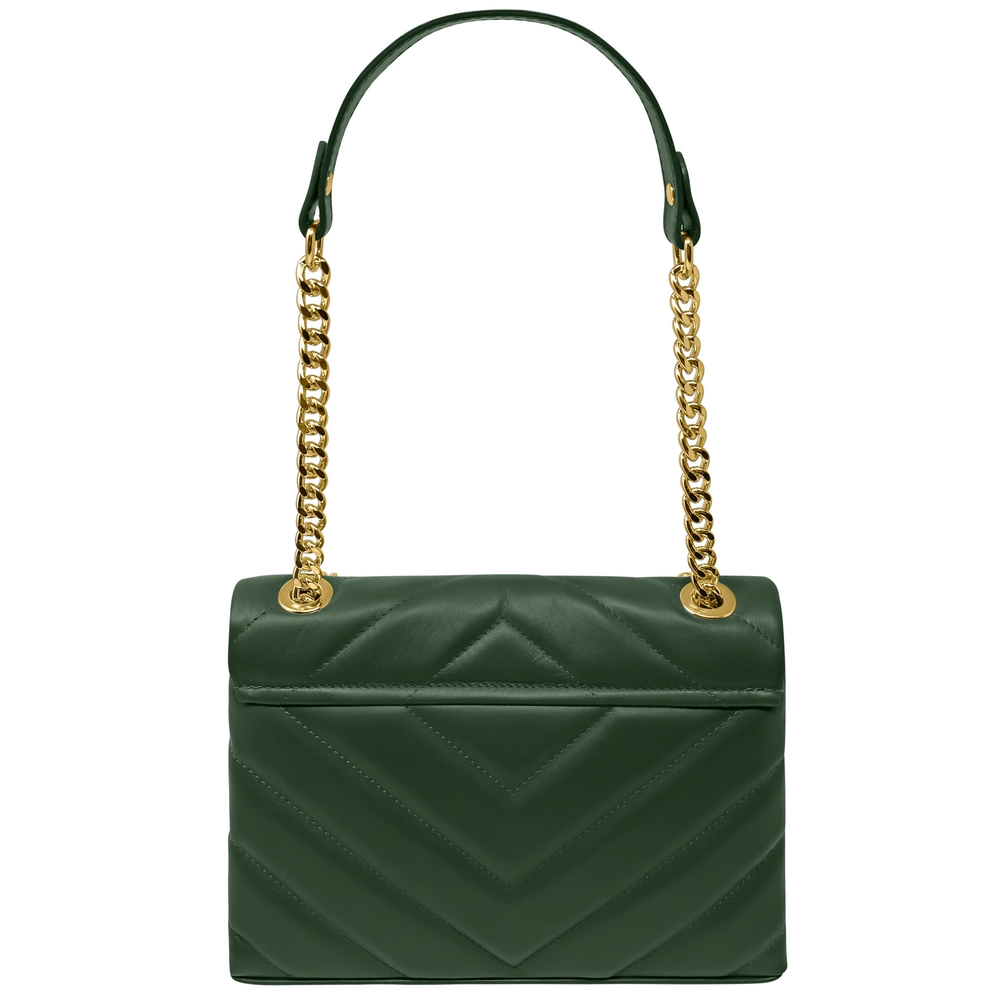 Borsa Donna a Spalla e Tracolla Verde, In Vera Pelle, Made in Italy, Elda