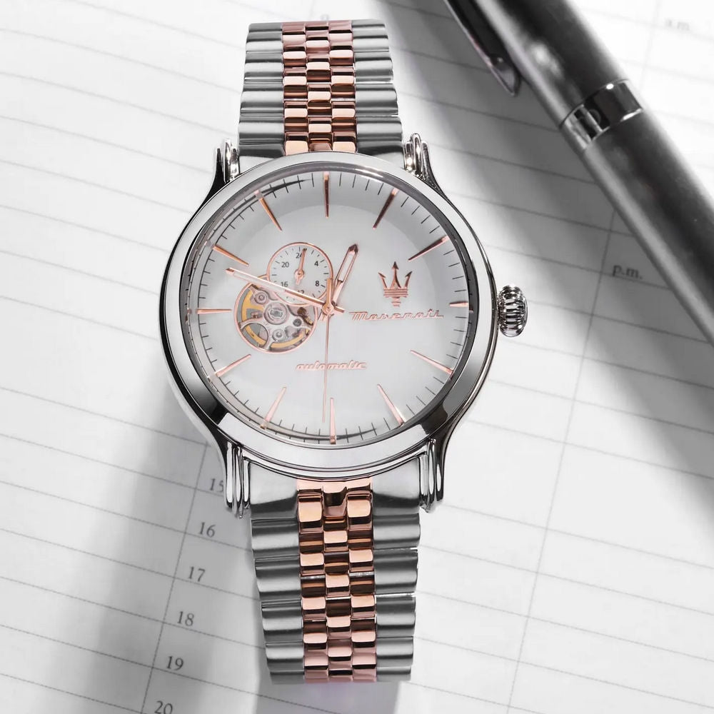 Maserati Epoca Automatico Silver & Oro Rosa 42mm – open heart