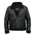 Giacca Biker In Vera Pelle Nero Interno Nero Uomo Slim In Stile Montone Collo Con Fibbia Rindway