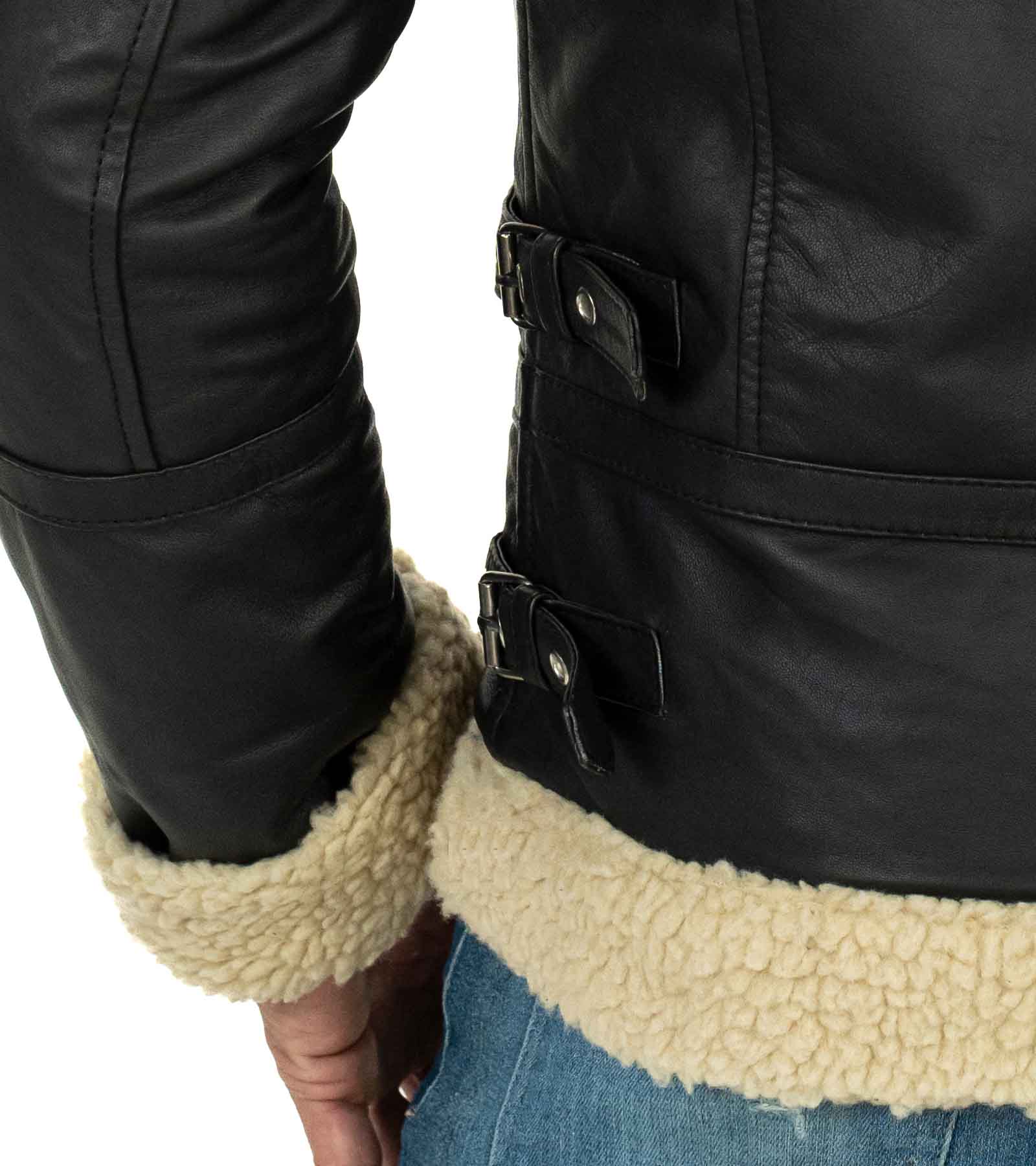 Giacca Biker In Vera Pelle Nero Interno Nero Uomo Slim In Stile Montone Collo Con Fibbia Rindway