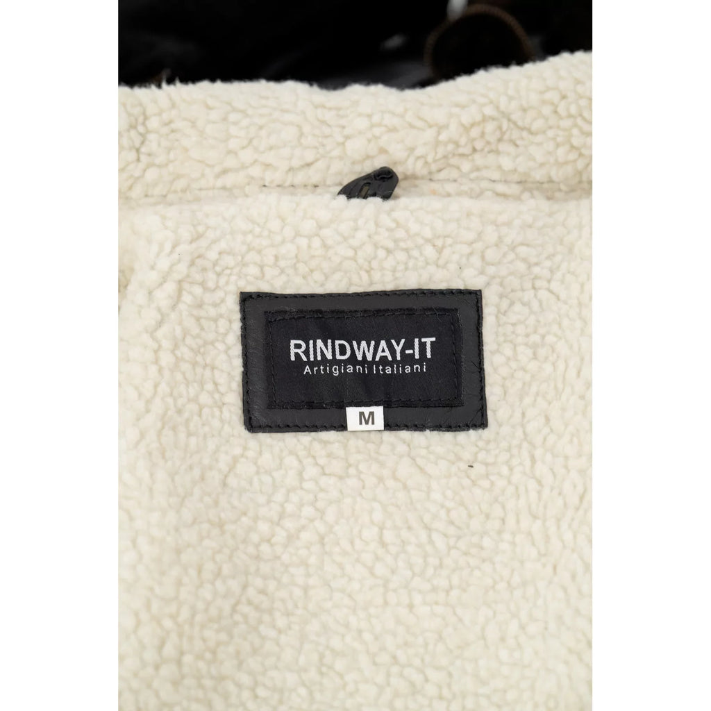 Cappotto Giacca Vera Pelle Nera Uomo Montone - Cappuccio Removibile