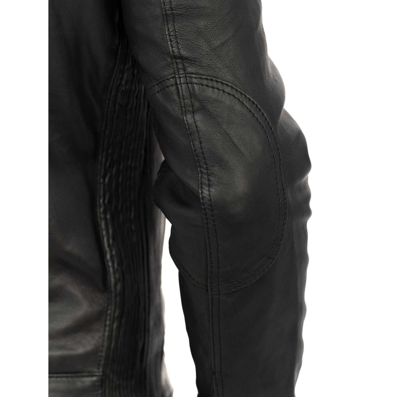 Giacca Biker In Vera Pelle Nera Uomo Slim Chiusura Principale Cerniera E Patta Rindway