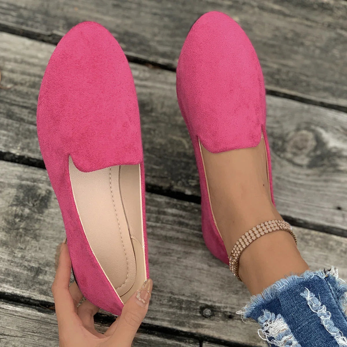 Women's Leisure Thin Shoes Low-cut Flat Round Head - VAleG