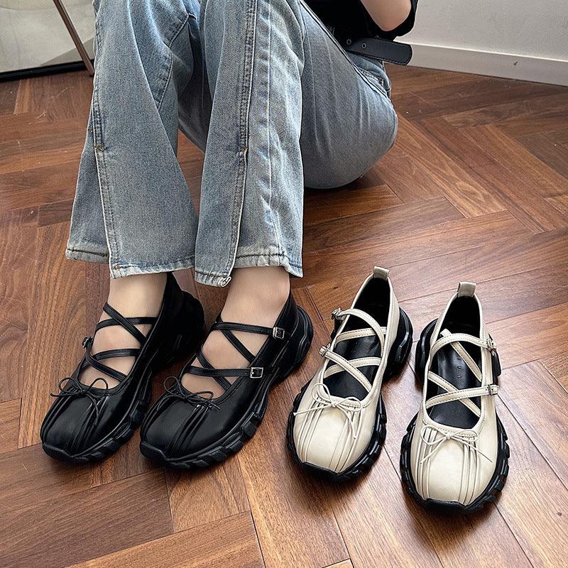 Women's Summer Retro Casual French Bowknot Shoes - VAleG