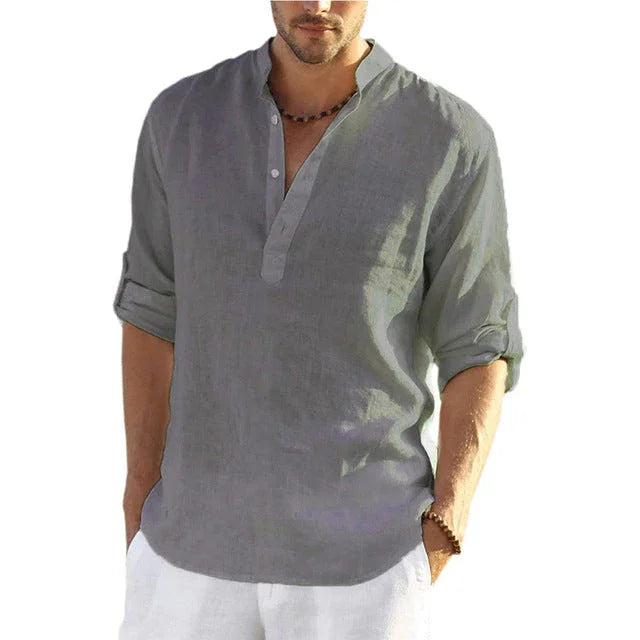 Casual Linen Shirt Solid Color - VAleG