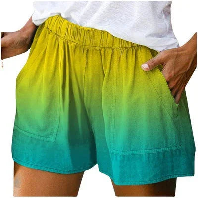 Women's Fashion Gradient Color Pocket Wide Leg Shorts - VAleG