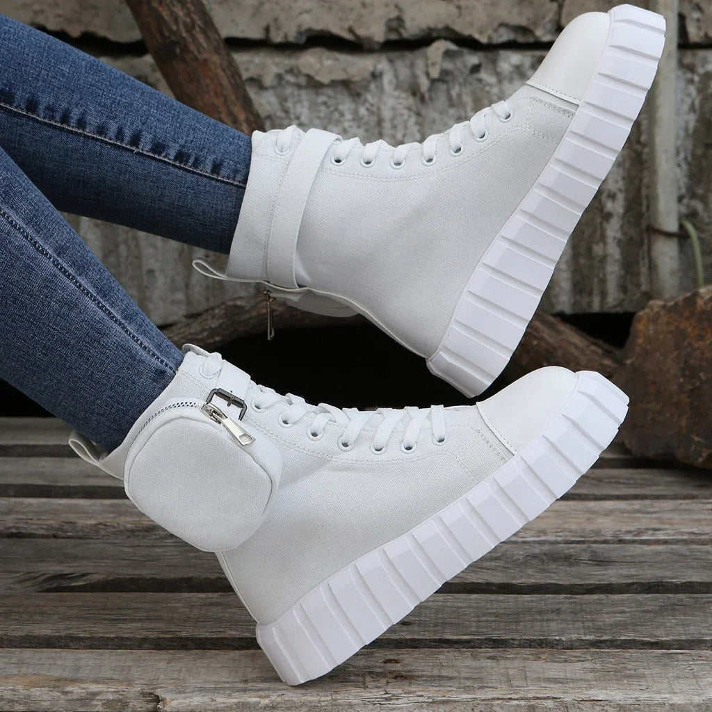 New Bags Fashionable Breathable High-top Canvas Shoes For Women - VAleG