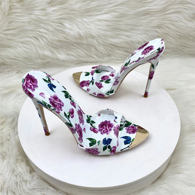 Summer Slippers High Heels 12CM Pointed Stiletto Heel - VAleG