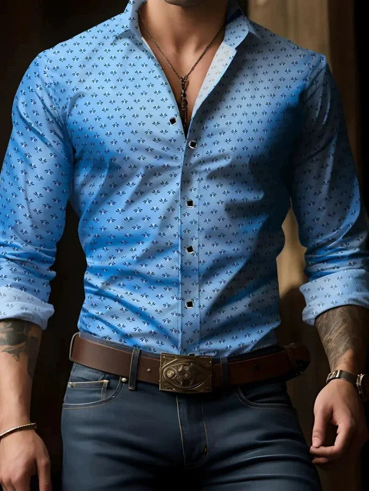 European And American Spring And Autumn Leisure Personalized Trendy Men Long Sleeve 3D Printed Shirt - VAleG