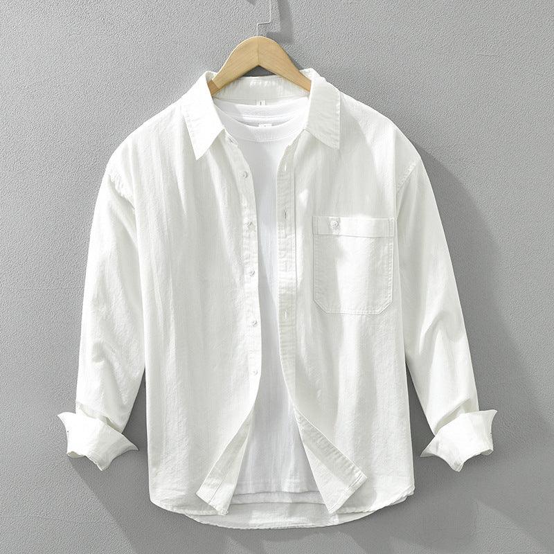 Japanese Style Simple Long Sleeve Shirt Men's New Fashion Casual - VAleG