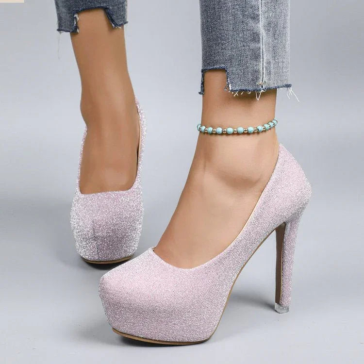 High Heel Stiletto Round Toe Sequin Fashion Nightclub - VAleG